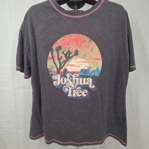 American Bling Joshua Tree Graphic Tee XL Charcoal Pink Contrast Stitch Cotton